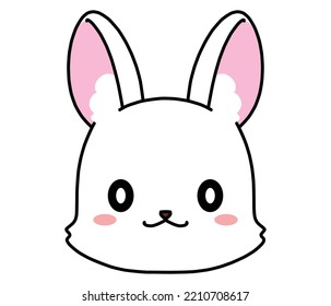 Smiling rabbit face icon illustration