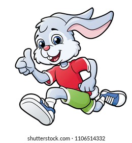 Smiling rabbit jogging