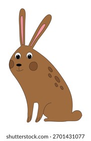 Smiling rabbit on sitting isolated on a white background