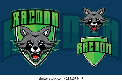 smiling raccoon mascot logo modern business logo