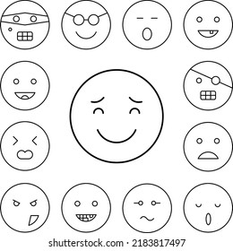 Smiling Raised Eyebrows Icon In A Collection With Other Items