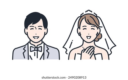 Smiling reassuring joyful bride groom Icon