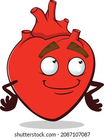 smiling red anatomical heart character