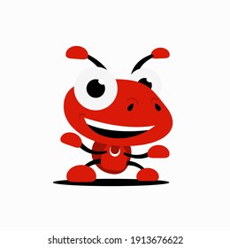 Smiling Red Ant Cartoon - Vector Illustration