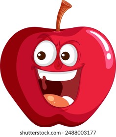 Lächelnder roter Apfel mit ausdrucksstarken Augen und Mund