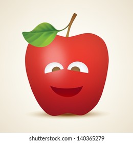 Smiling red apple. Vector illustration created using gradient meshes.
