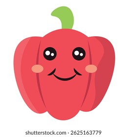 Smiling red bell pepper. Vector illustration