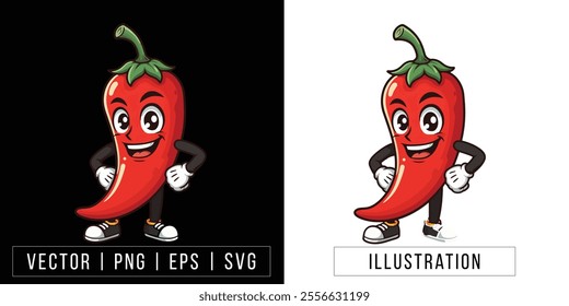 Smiling Red Chili Cartoon Character with Fun and Spicy Personality