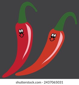 Smiling Red Chili Pepper Vegetable Character Design