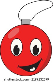 Lächeln Sie den roten Weihnachtsball. Vektorgrafik.
