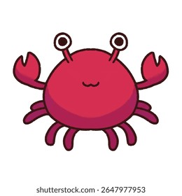 A smiling red crab in kawaii cartoon style. Great for beach themes, kids’ books, ocean stickers, or sea animal collections.