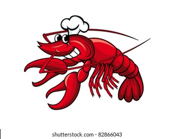 Smiling red crayfish or shrimp isolated on white, such a logo. Rasterized version also available in gallery