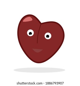 smiling red heart vector illustration on white background