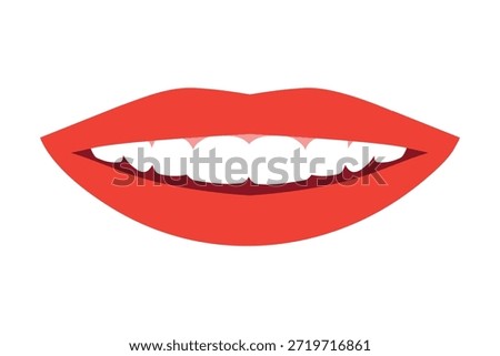 smiling woman’s red lips with a slightly open mouth, feminine, sensual and expressive- vector illustration