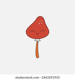Smiling red mushroom illustration on white background