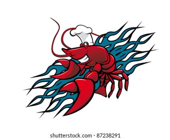 Smiling Red Prawn Cartoon Style Tattoo Stock Vector Royalty Free