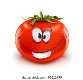 smiling red ripe tomato red ripe tomato vector illustration isolated on white background gradient mesh used