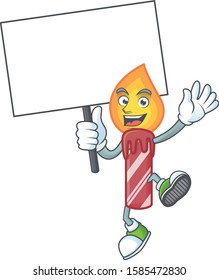 Smiling red stripes candle cute cartoon style bring board