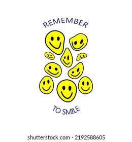 Smiling Remember To Smile V28 Patch Streetwear, Urban Design Yellow Color Patch Commercial Use
