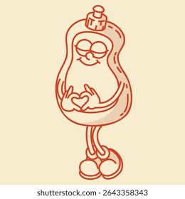 Smiling retro mascot bottle. Perfect for dish soap, shampoo or cleaner ads. Vintage character in love