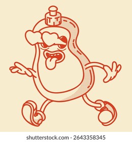 Smiling retro mascot bottle. Perfect for dish soap, shampoo or cleaner ads. Vintage character in love
