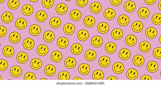Smiling retro y2k groovy background. Vector EPS 10