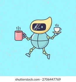 Smiling Robot Bringing a Glass of Refreshment