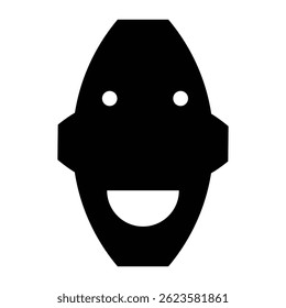 Ícone de rosto de robô sorridente - Vetor de silhueta de cabeça de IA minimalista
