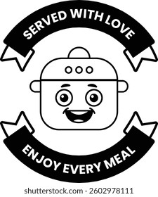 A smiling robot with a red pot on its head
