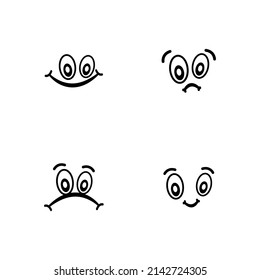 Smiling and sad face icons for vector character designs