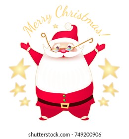  Smiling Santa Claus. Cute Character and Design Template.. Vector illustration