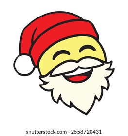 Smiling Santa Claus Face Emoji. Christmas Emoji Icon Vector