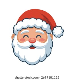 Smiling Santa Claus Face Vetor Ilustração para Natal e Férias de inverno