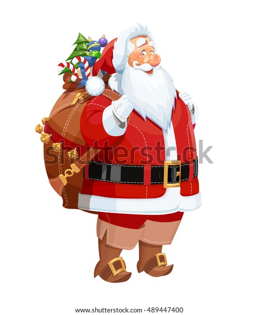 Smiling Santa Claus Gift Sack Christmas Stock Vector (royalty Free 