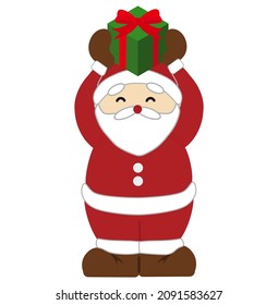 Ein lächelnder Weihnachtsmann, der ein Geschenk hält