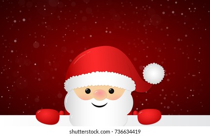 Smiling Santa Claus on red background. Vector.