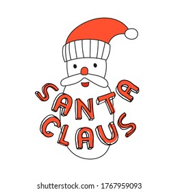 Smiling santa claus in red hat.