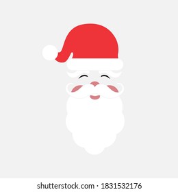 Smiling Santa Clause  with beard, hat, mustache. Christmas vector illustration in flat style.