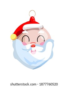 Smiling santa clause christmas ball on white background