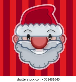 smiling Santa head flat design santa claus face with happy and funny emotions - vector graphic design 