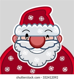 smiling Santa head flat design santa claus face with happy and funny emotions - vector graphic design 