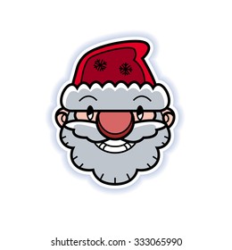 smiling Santa head flat design santa claus face with happy and funny emotions - vector graphic design 