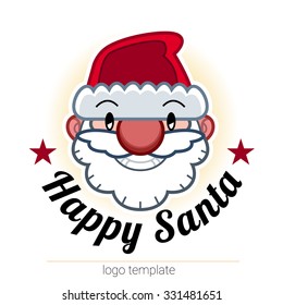 Smiling Santa head logo template