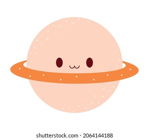 smiling saturn design over white