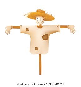 Dibujo aislado de espantapájaros sonrientes