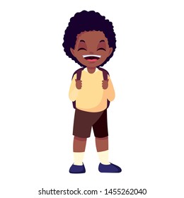 smiling school boy with backpack
