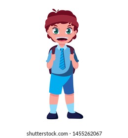 smiling school boy with backpack