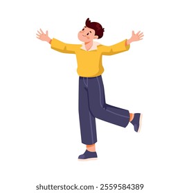 Smiling School Boy Character at First September Vector Illustration