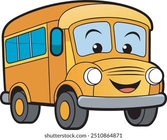 Sonriente Cara de Dibujos Animados de Autobús Escolar