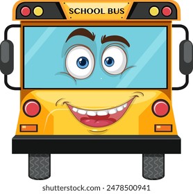 Smiling school bus with expressive eyes